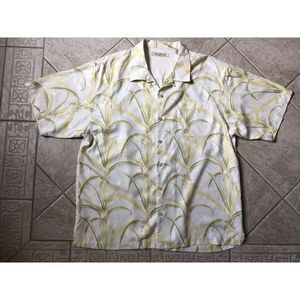 Tommy Bahama Hawaiian‎ Short Sleeve Shirt Pale Yellow Floral Silk Size XL